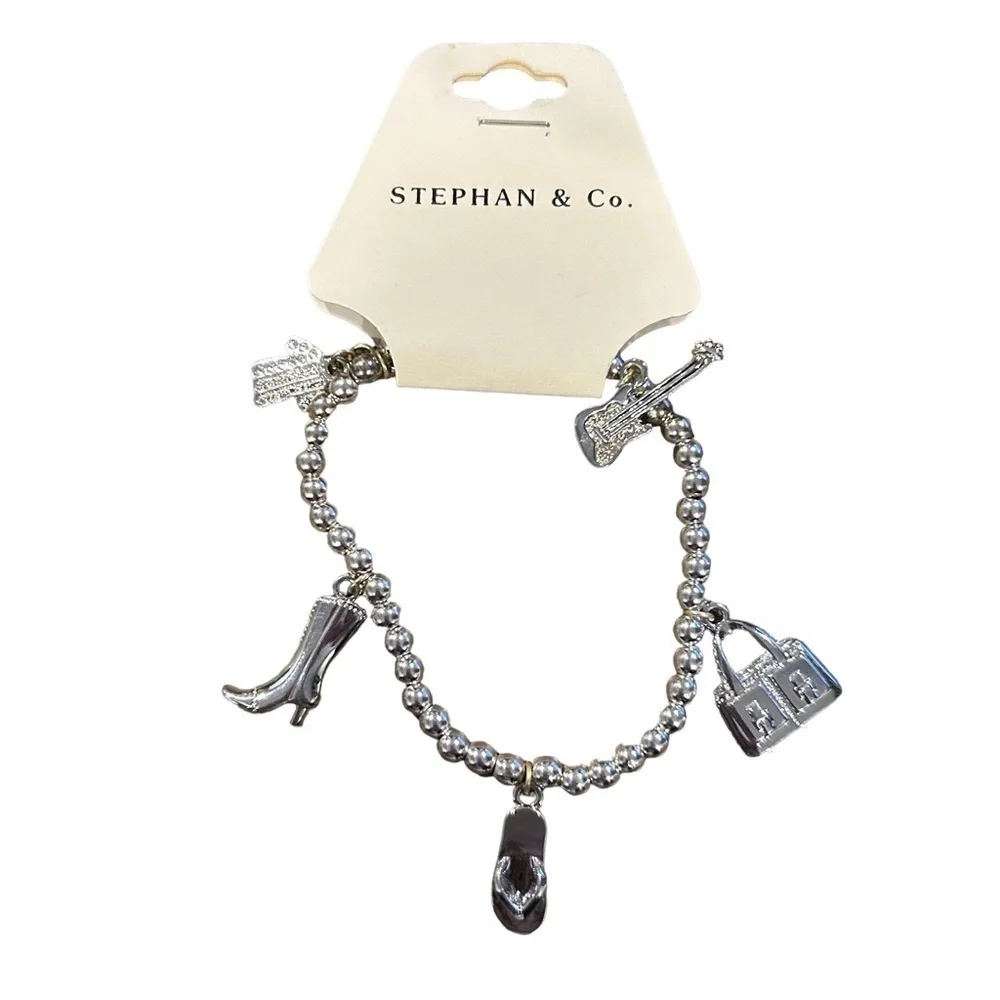 Stephan & Co. Silver Tone Stretch Charm Bracelet